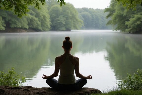 A person meditating in a serene environment, representing mental wellness and mindfulness.