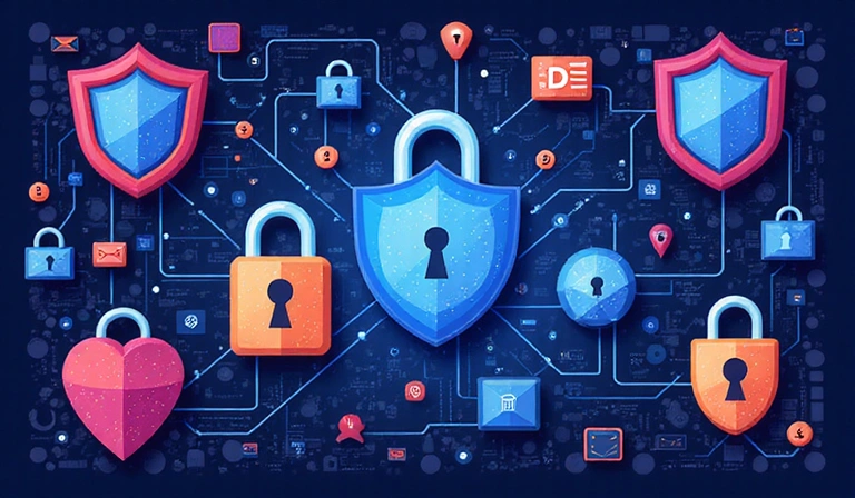Illustration of data security and privacy locks