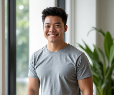 Man looking fit and energetic after completing a weight management program.